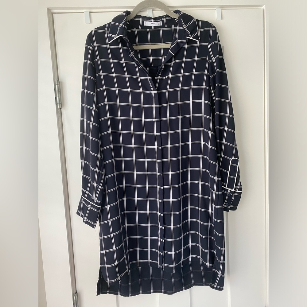 Mango navy checkered dress